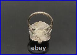 NAVAJO 925 Sterling Silver Vintage Turquoise Floral Band Ring Sz 8 RG22227
