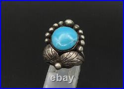 NAVAJO 925 Sterling Silver Vintage Turquoise Floral Band Ring Sz 8 RG22227