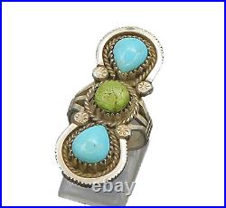 NAVAJO 925 Sterling Silver Vintage Turquoise Twist Cocktail Ring Sz 6 RG22830