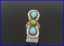 NAVAJO 925 Sterling Silver Vintage Turquoise Twist Cocktail Ring Sz 6 RG22830
