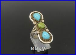 NAVAJO 925 Sterling Silver Vintage Turquoise Twist Cocktail Ring Sz 6 RG22830