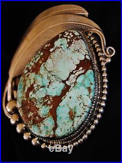 NAVAJO CHAVEZ DIVINE HUGE TURQUOISE RING, 58 grams Sterling Silver, size 8.5
