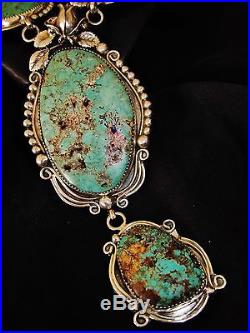 NAVAJO CHAVEZ SIGNED TURQUOISE GRANDIOSE NECKLACE, 130grams Sterling Silver
