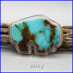 NAVAJO-STERLING SILVER & TURQUOISE BUFFALO PENDANT by MARVIN PINTO