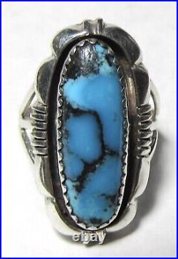 NAVAJO Spiderweb Turquoise STERLING Silver RING SIZE 7 Native American L. YAZZIE