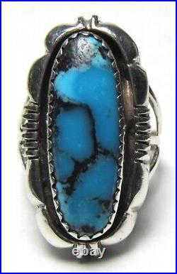 NAVAJO Spiderweb Turquoise STERLING Silver RING SIZE 7 Native American L. YAZZIE