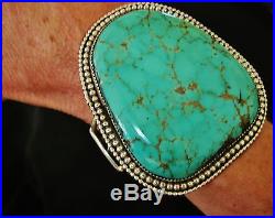 NAVAJO TOM BEGAY EXTRA LARGE TURQUOISE SIGNED CUFF, Sterling Silver, 82 grams