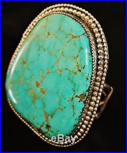NAVAJO TOM BEGAY EXTRA LARGE TURQUOISE SIGNED CUFF, Sterling Silver, 82 grams