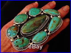 NAVAJO XXLARGE CLUSTER TURQUOISE 75 grams RING, CHAVEZ, Sterling Silver, sz 9.5