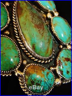 NAVAJO XXLARGE CLUSTER TURQUOISE 75 grams RING, CHAVEZ, Sterling Silver, sz 9.5