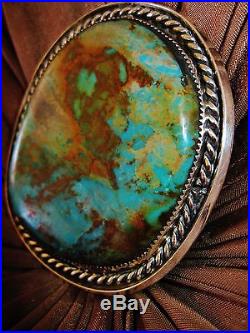 NAVAJO XXLARGE ROUND TURQUOISE SIGNED RING, 75gr TOM BEGAY Sterling Silver, sz 10