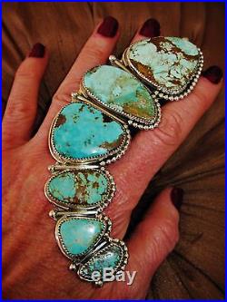 NAVAJO XXX HUGE HORN TURQUOISE RING, 65gr CHAVEZ Sterling Silver, sz 8