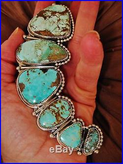 NAVAJO XXX HUGE HORN TURQUOISE RING, 65gr CHAVEZ Sterling Silver, sz 8