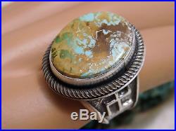 NAVAJO Yazzie ROYSTON TURQUOISE TufaCast STERLING Silver WHIRLING LOGS RING sz7
