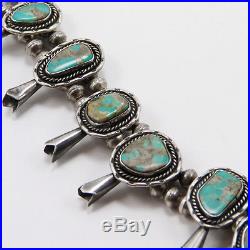 NAVAJO turquoise SQUASH BLOSSOM necklace VINTAGE STERLING SILVER