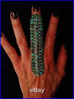 NEEDLEPOINT XXXLONG TURQUOISE SIGNED RING, B. BEGAY NEZ Sterling Silver, sz 9