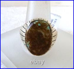 NWT Navajo Ray Jack Boulder Turquoise Ring 925 Sterling Silver Size 12.5