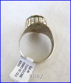 NWT Navajo Ray Jack Boulder Turquoise Ring 925 Sterling Silver Size 12.5