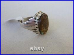 NWT Navajo Ray Jack Boulder Turquoise Ring 925 Sterling Silver Size 12.5