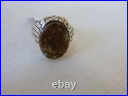 NWT Navajo Ray Jack Boulder Turquoise Ring 925 Sterling Silver Size 12.5