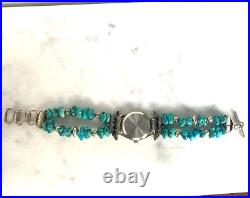 Nat. American Shube's 925 Sterling Silver Turquoise Silver Moon Watch, Eagle Tip