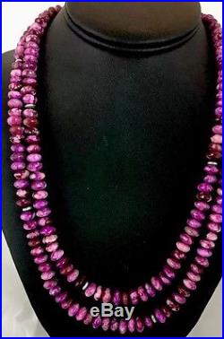 Native American 2 S Sugilite Bead Sterling Silver Necklace