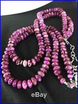 Native American 2 S Sugilite Bead Sterling Silver Necklace