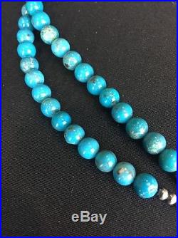 Native American 2 Strand Blue Turquoise Sterling Silver Necklace