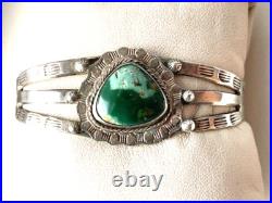 Native American 925 Sterling Silver And Green Turquoise Bracelet