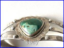 Native American 925 Sterling Silver And Green Turquoise Bracelet