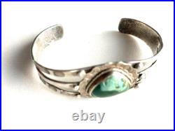 Native American 925 Sterling Silver And Green Turquoise Bracelet