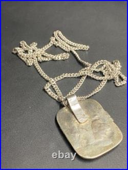 Native American 925 Sterling Silver And Turquoise Pendant Necklace