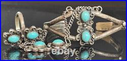 Native American 925 Sterling Silver And Turquoise''slave'' Bracelet/ring