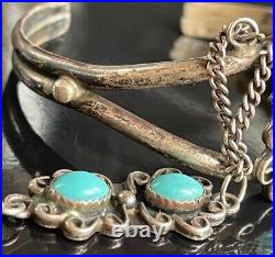 Native American 925 Sterling Silver And Turquoise''slave'' Bracelet/ring
