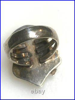 Native American 925 Sterling Silver Turquoise Chief's Headdress Ring Size 8.25