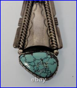 Native American Artistic Pendant. 925 Turquoise 3 inch Jefferson Abeyta Navajo