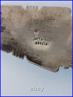 Native American Artistic Pendant. 925 Turquoise 3 inch Jefferson Abeyta Navajo