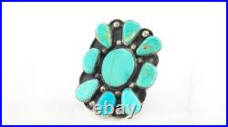 Native American Cluster Sterling Silver Ring Size 10 Blue Turquoise Shield Native American Cluster Sterling Silver Ring Size 10 Blue Turquoise Shield