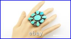 Native American Cluster Sterling Silver Ring Size 10 Blue Turquoise Shield Native American Cluster Sterling Silver Ring Size 10 Blue Turquoise Shield