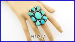 Native American Cluster Sterling Silver Ring Size 10 Blue Turquoise Shield Native American Cluster Sterling Silver Ring Size 10 Blue Turquoise Shield