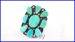 Native American Cluster Sterling Silver Ring Size 10 Blue Turquoise Shield Native American Cluster Sterling Silver Ring Size 10 Blue Turquoise Shield