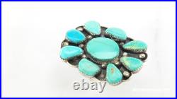 Native American Cluster Sterling Silver Ring Size 10 Blue Turquoise Shield Native American Cluster Sterling Silver Ring Size 10 Blue Turquoise Shield
