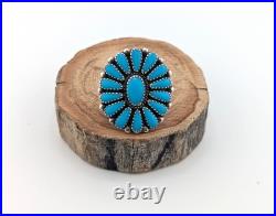 Native American Cluster Turquoise Ring Handmade Sterling Silver Jewelry Sz 6.25