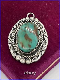 Native American Cochiti Nelson Eustace Sterling Silver Royston Turquoise Pendant