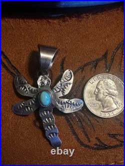 Native American Golden Hills Turquoise Dragonfly Pendant by Chimney Butte