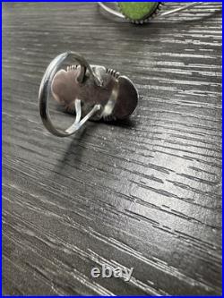 Native American Green Turquoise/Sterling Cuff And Ring Set Made By Running Bear