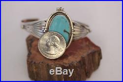 Native American Indian Jewelry Handmade Sterling Silver Turquoise Cuff Bracelet