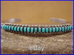 Native American Indian Jewelry Sterling Silver Handmade Turquoise Row Bracelet b