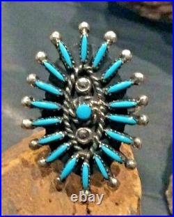 Native American Indian Jewelry Sterling Silver Vintage Turquoise Ring Size 8.5