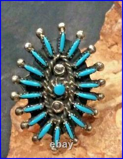Native American Indian Jewelry Sterling Silver Vintage Turquoise Ring Size 8.5